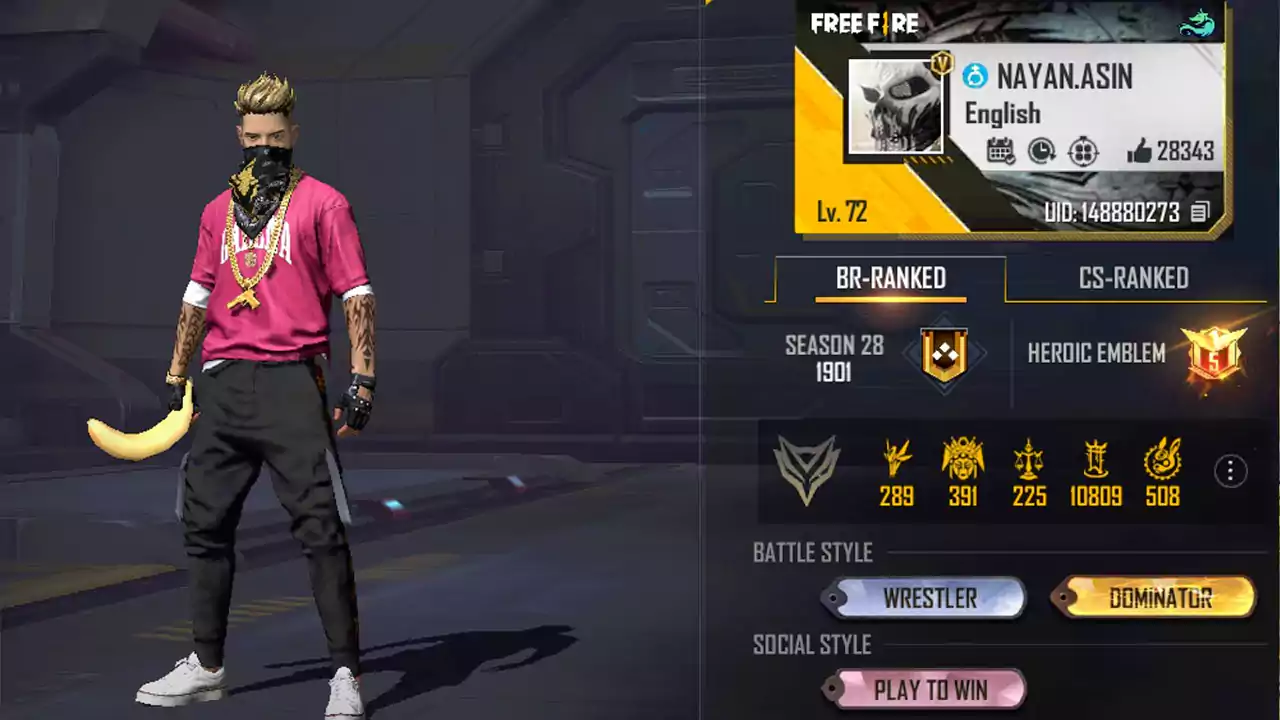 NayanAsin's Free Fire MAX ID, stats, KD ratio, and YouTube income in July 2022